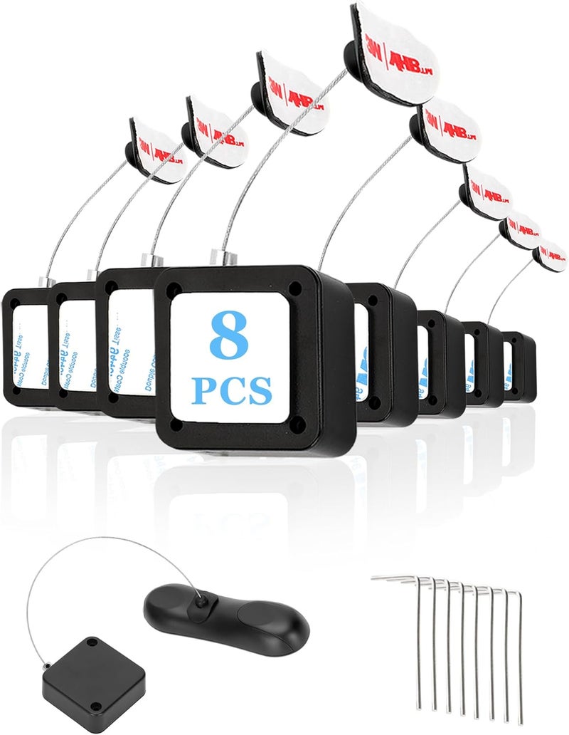 Fancat 8Pack Remote Control Tether, 6.5 Ft Remote Control Leash, Retractable Safety Lock with Adjustable Lock Strap for TV Remotes, Game Controllers, and Tablets - Perfect for Showrooms - Image 1